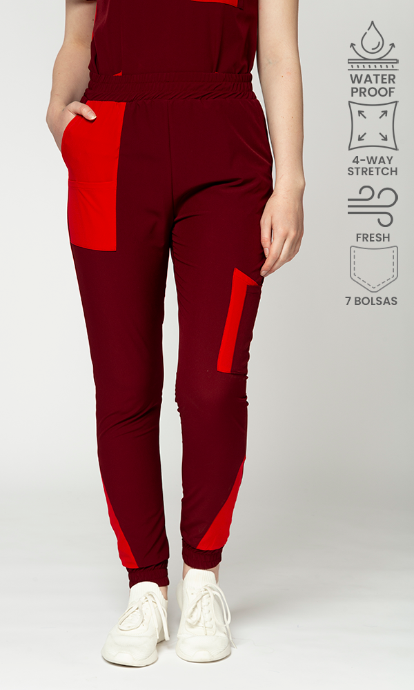 Pantalón Mujer "Funky Fluids" Tinto