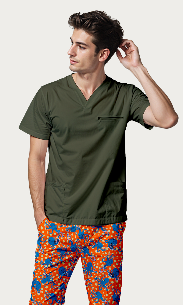 SET: Hombre Octopus + Scrub "Vibe" Verde Militar