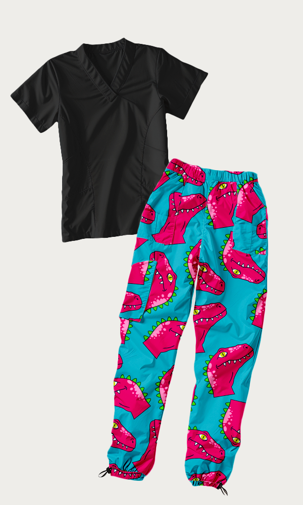 SET: Pantalón Pink Rex + Scrub "Vibe" Negro