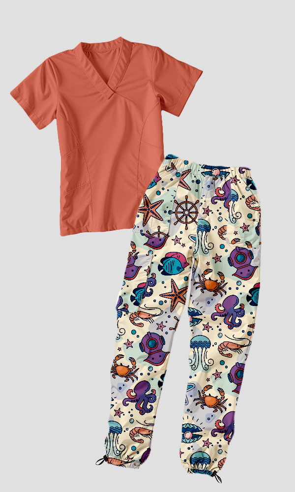 SET: Pantalón SEA + Scrub "Vibe" Rojo Terracota