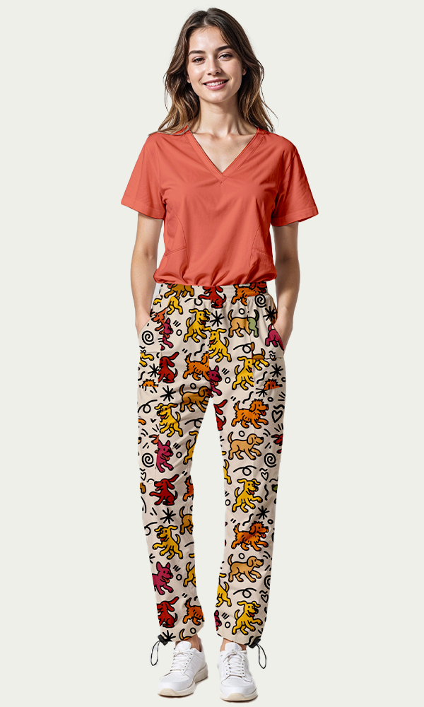 SET: Scrub rojo terracota + pantalón Tribu