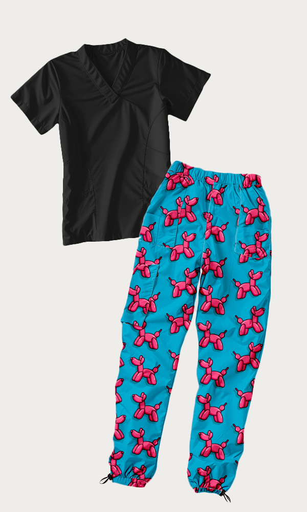 SET: Pantalón Balloon dog + Scrub "Vibe" Negro