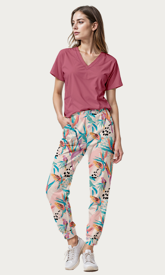 SET: Pantalón Guacamaya + Scrub "Vibe" Rosa Malva