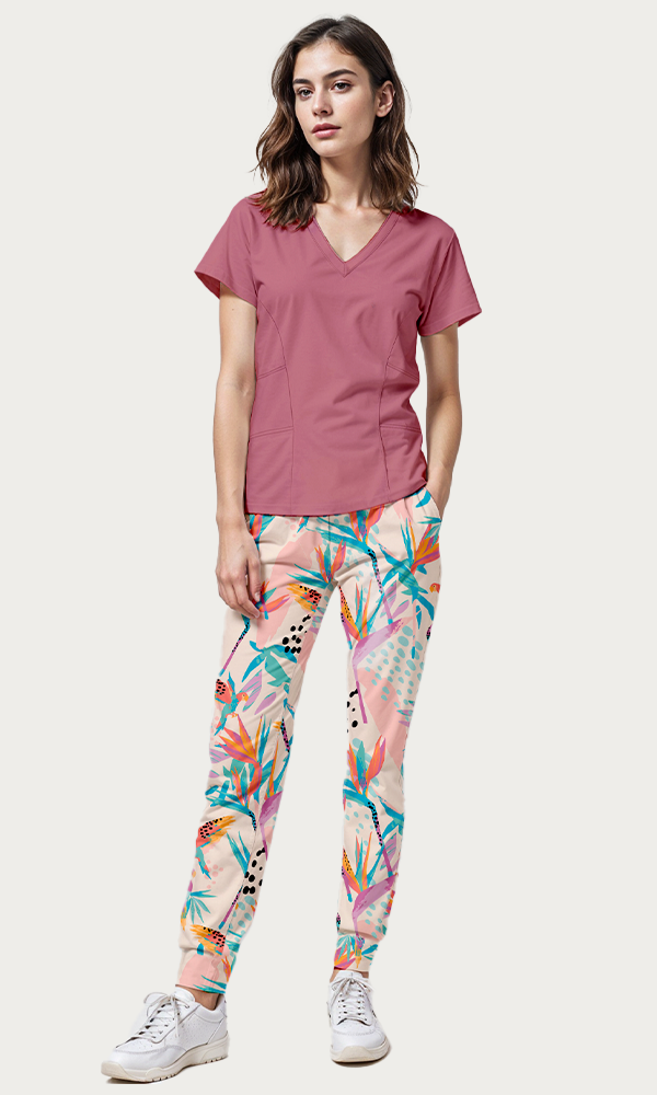 SET: Pantalón Guacamaya + Scrub "Vibe" Rosa Malva