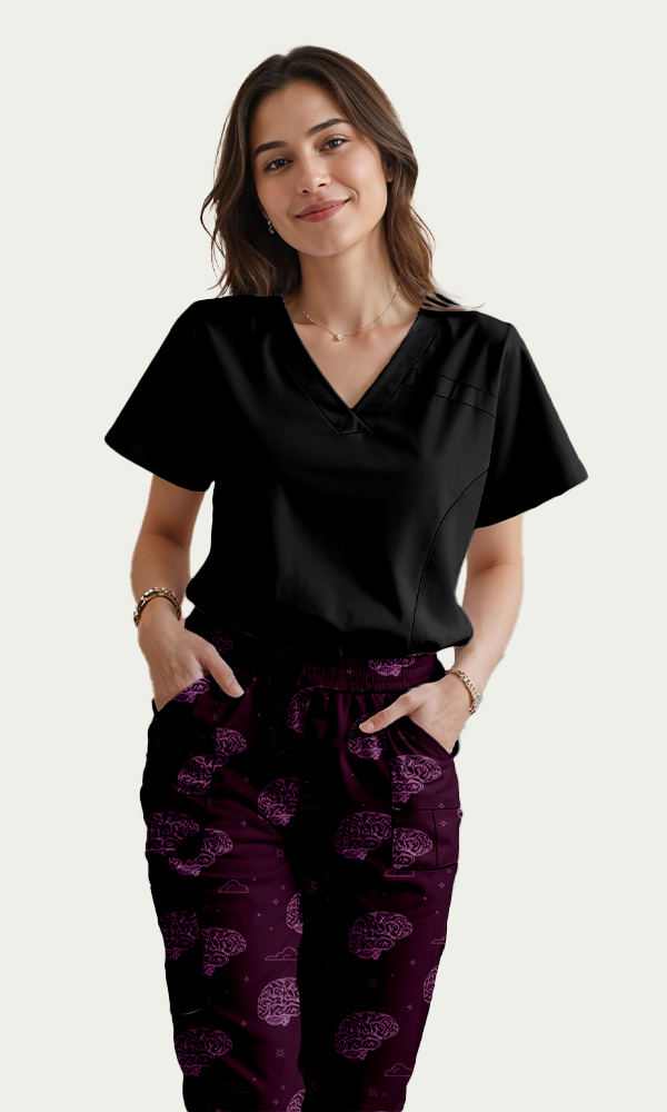 SET: Scrub "Vibe" Negro + Pantalón Mindset Mujer