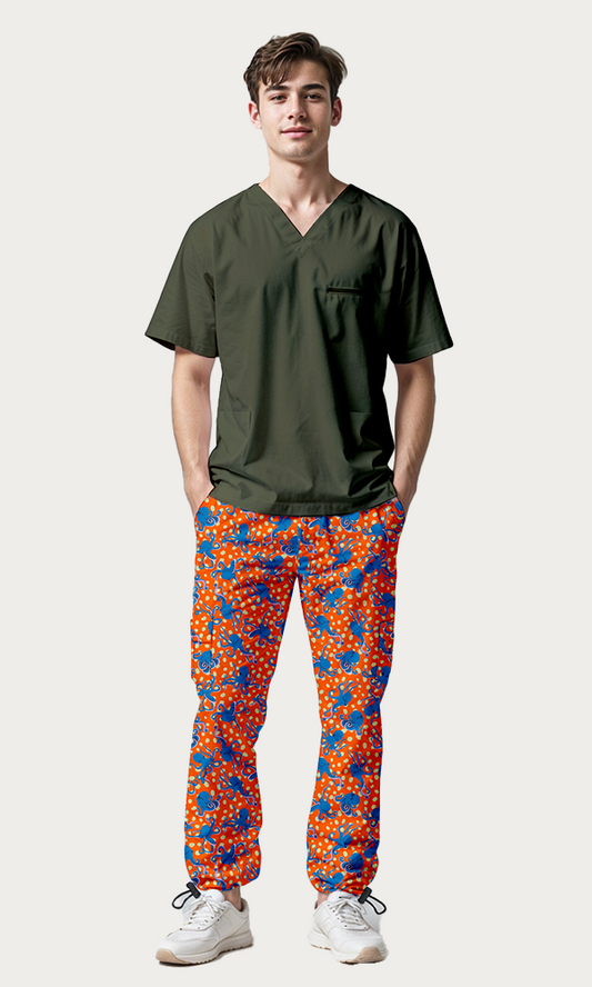 SET: Hombre Octopus + Scrub "Vibe" Verde Militar